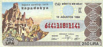 19 Ağustos 1984 Piyango Bileti Çeyrek Bilet - Kapadokya PYB6036 - 1