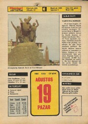 19 Ağustos 1984 Takvim Yaprağı - Doğum Günü Hediyesi EFM(N)9604 - Gökçekoleksiyon