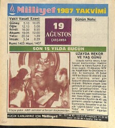 19 Ağustos 1987 Takvim Yaprağı - Doğum Günü Hediyesi EFMN14099 - Gökçekoleksiyon