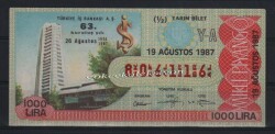 19 Ağustos 1987 Yarım Bilet PYB1639 - Gökçekoleksiyon