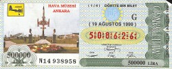 19 Ağustos 1999 Piyango Bileti Dörtte Bir Bilet PYB6524 - Gökçekoleksiyon
