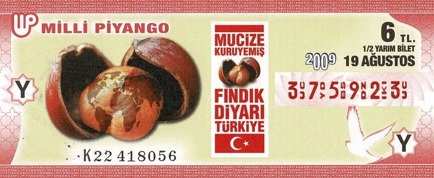 19 Ağustos 2009 (Y) Fındık Diyarı Türkiye (12) Yarım Bilet PYB5761 - 1