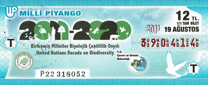 19 Ağustos 2011 (T) Birleşmiş Milletler Biyolojik Çeşitlilik Onyılı (11) Tam Bilet PYB5778 - 1