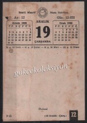 19 Aralık 1963 Takvim Yaprağı EFM291 - 3