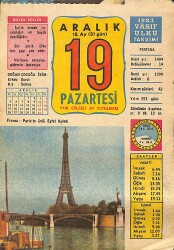 19 Aralık 1983 Takvim Yaprağı - Doğum Günü Hediyesi EFMN14676 - Gökçekoleksiyon