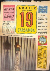 19 Aralık 1984 Takvim Yaprağı - Doğum Günü Hediyesi EFMN14764 - Gökçekoleksiyon