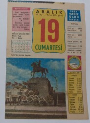 19 Aralık 1987 Takvim Yaprağı - Doğum Günü Hediyesi EFM(N)6947 - Gökçekoleksiyon