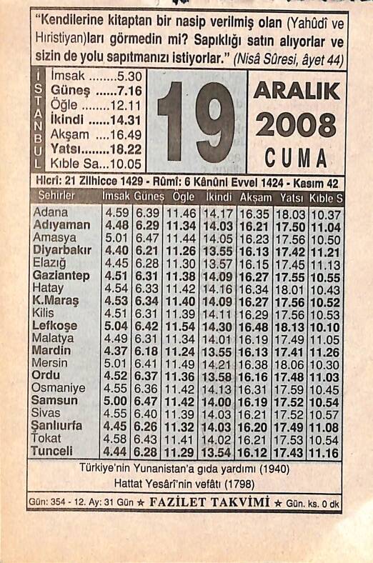 19 Aralık 2008 Takvim Yaprağı - Doğum Günü Hediyesi EFMN15314 - 1