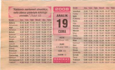 19 Aralık 2008 Takvim Yaprağı EFM(N)4454 - 2