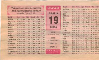 19 Aralık 2008 Takvim Yaprağı EFM(N)4454 - 1