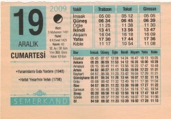 19 Aralık 2009 Takvim Yaprağı EFM(N)4393 - 1