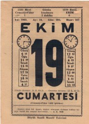 19 Ekim 1963 Takvim Yaprağı EFM(N)3558 - 3