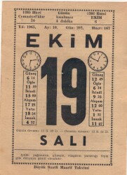 19 Ekim 1965 Takvim Yaprağı EFM(N)3557 - 3