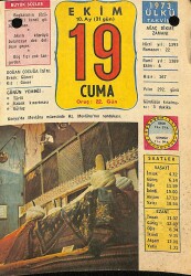 19 Ekim 1973 Takvim Yaprağı - Doğum Günü Hediyesi EFM(N)11756 - Gökçekoleksiyon