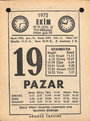 19 Ekim 1975 Takvim Yaprağı - Doğum Günü Hediyesi EFM(N)12555 - Gökçekoleksiyon