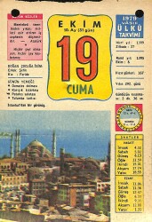 19 Ekim 1979 Takvim Yaprağı - Doğum Günü Hediyesi EFM(N)11770 - Gökçekoleksiyon