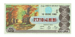 19 Ekim 1982 (14) Çeyrek Bilet (K) PYB5908 - Gökçekoleksiyon