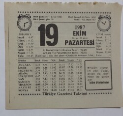 19 Ekim 1987 Takvim Yaprağı - Doğum Günü Hediyesi EFM(N)7127 - Gökçekoleksiyon
