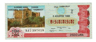 19 Ekim 1988 (12) Yarım Bilet (Z) *İllerimiz Dizisi - Çankırı Darüşşifa. Selçuklu Eseri *Taşmescit* PYB5976 - 1