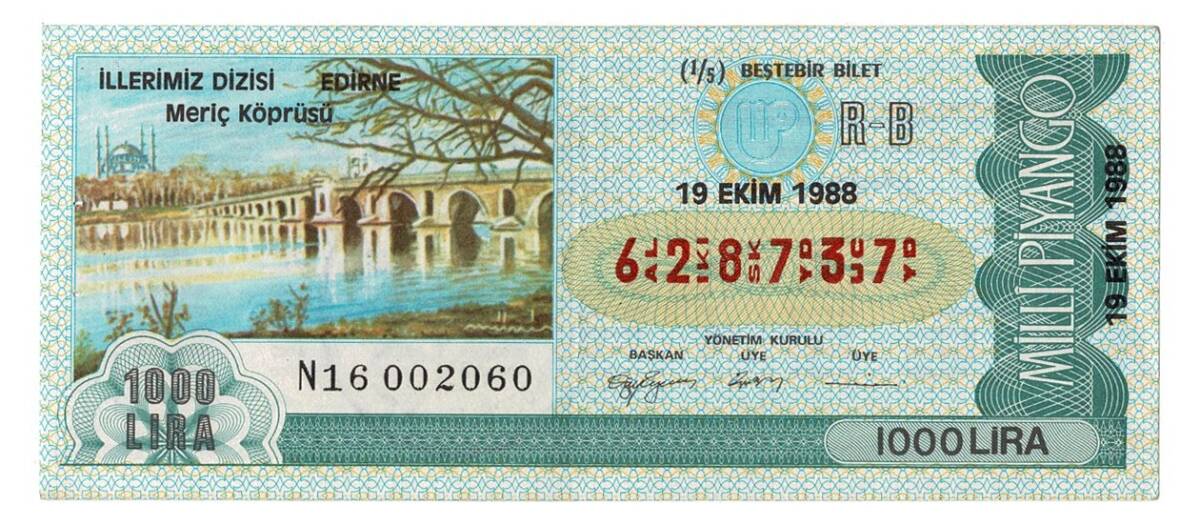 19 Ekim 1988 Beştebir Bilet PYB4314 - 1