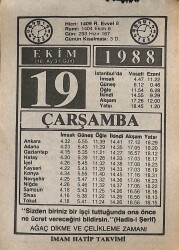 19 Ekim 1988 Takvim Yaprağı - Doğum Günü Hediyesi EFMN14642 - Gökçekoleksiyon