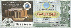 19 Ekim 1996 Piyango Bileti Dörtte Bir Bilet PYB6805 - Gökçekoleksiyon