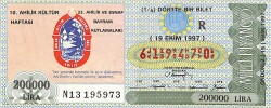 19 Ekim 1997 Piyango Bileti Dörtte Bir Bilet PYB6831 - Gökçekoleksiyon