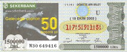 19 Ekim 2003 Piyango Bileti Dörtte Bir Bilet PYB6654 - Gökçekoleksiyon