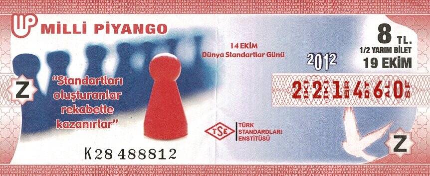 19 Ekim 2012 (Z) Dünya Standartlar Günü (12) Yarım Bilet PYB5798 - 1