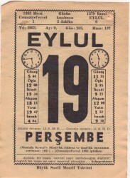 19 Eylül 1963 Takvim Yaprağı EFM(N)3631 - 2