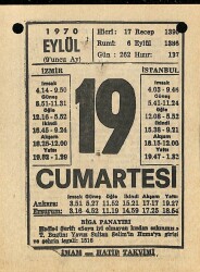 19 Eylül 1970 Takvim Yaprağı - Doğum Günü Hediyesi EFM(N)9895 - 2
