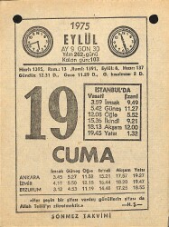 19 Eylül 1975 Takvim Yaprağı - Doğum Günü Hediyesi EFM(N)12527 - Gökçekoleksiyon