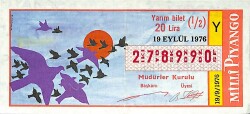 19 Eylül 1976 Piyango Bileti Yarım Bilet PYB6166 - Gökçekoleksiyon