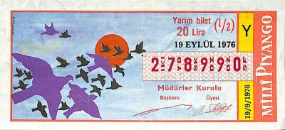 19 Eylül 1976 Piyango Bileti Yarım Bilet PYB6166 - 1