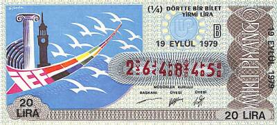 19 Eylül 1979 Piyango Bileti Çeyrek Bilet PYB6268 - 1