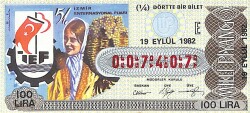 19 Eylül 1982 Piyango Bileti Çeyrek Bilet PYB6389 - Gökçekoleksiyon