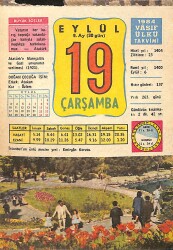 19 Eylül 1984 Takvim Yaprağı - Doğum Günü Hediyesi EFMN14847 - Gökçekoleksiyon