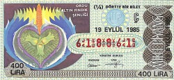 19 Eylül 1985 Piyango Bileti Çeyrek Bilet PYB6127 - Gökçekoleksiyon