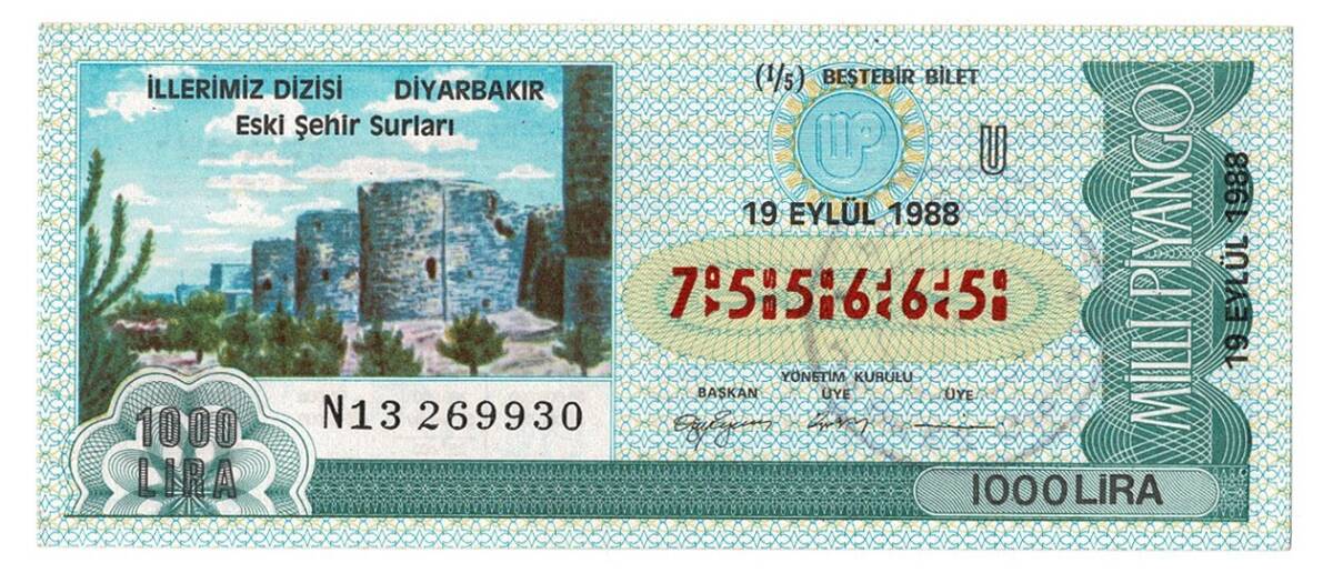 19 Eylül 1988 Beştebir Bilet PYB4336 - 1