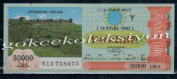 19 Eylül 1992 Yarım Bilet PYB2710 - Gökçekoleksiyon