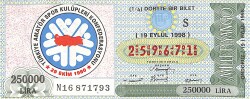 19 Eylül 1998 Piyango Bileti Dörtte Bir Bilet PYB6783 - Gökçekoleksiyon