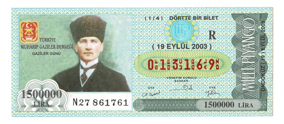 19 Eylül 2003 Çeyrek Bilet PYB4393 - 1