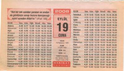 19 Eylül 2008 Takvim Yaprağı EFM(N)2925 - 2