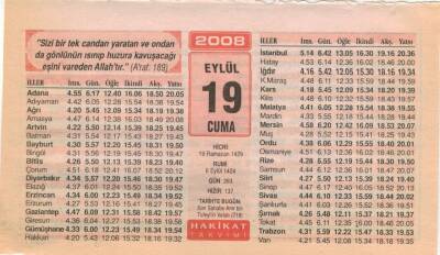 19 Eylül 2008 Takvim Yaprağı EFM(N)2925 - 1