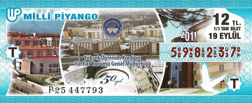 19 Eylül 2011 (T) Yüksek Öğrenim Kredi ve Yurtlar Kurumu Genel Müdürlüğü (11) Tam Bilet PYB5780 - 1