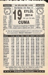 19 Eylül 2014 Takvim Yaprağı - Doğum Günü Hediyesi EFMN14309 - Gökçekoleksiyon