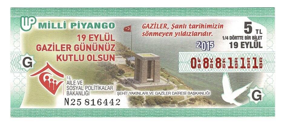 19 Eylül 2015 (14) Dörtte Bir Bilet PYB4470 - 1