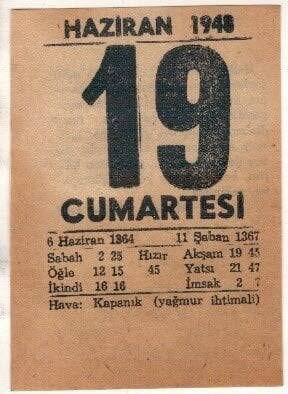 19 Haziran 1948 Takvim Yaprağı EFM(N)1404 - 3