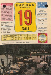 19 Haziran 1973 Takvim Yaprağı - Doğum Günü Hediyesi EFM(N)12364 - Gökçekoleksiyon