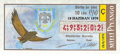 19 Haziran 1976 Piyango Bileti Çeyrek Bilet PYB6156 - 1